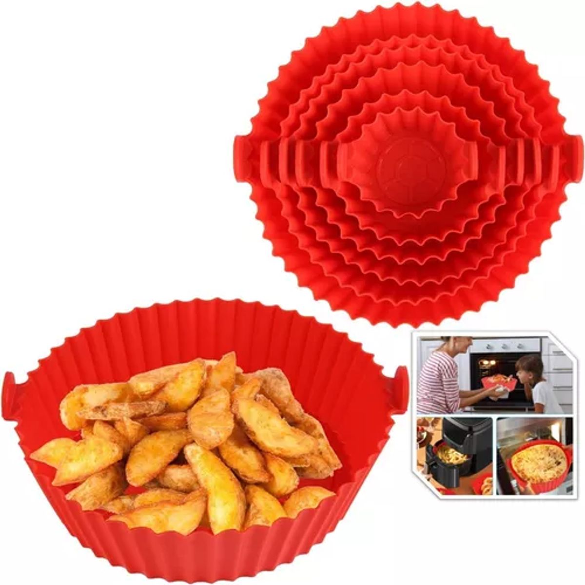 GENERICO - Pack X6 Molde Silicona Antiadherente Para Freidora De Aire