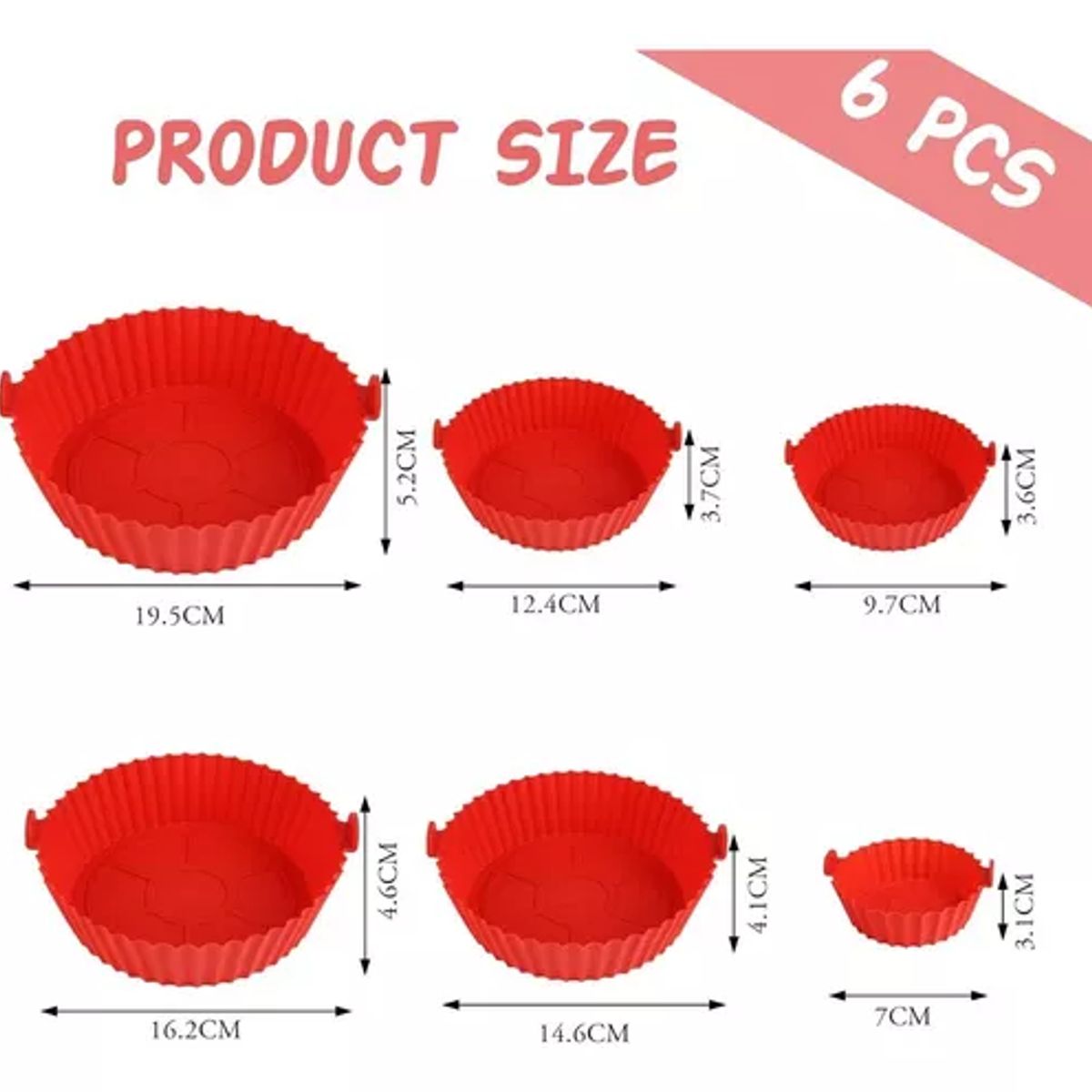 GENERICO - Pack X6 Molde Silicona Antiadherente Para Freidora De Aire