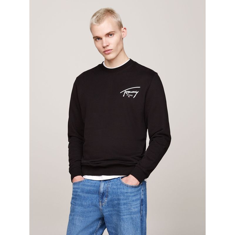 TOMMY HILFIGER - Polerón Hombre Regular Fit Negro Tommy Jeans