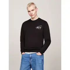 TOMMY HILFIGER - Polerón Hombre Regular Fit Negro Tommy Jeans