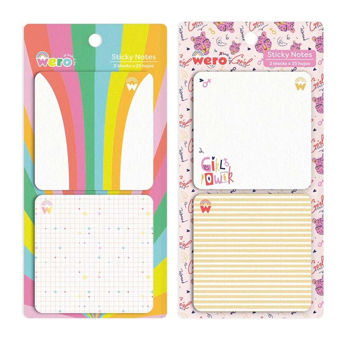 GENERICO - Pack de 2 Set de Notas adhesivas Diseño Girl Power