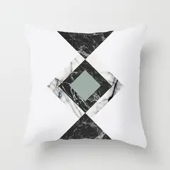 GENERICO - Funda Cojin Moderno Urbano Poliéster 45x45cm Diamante Blanco-Negro