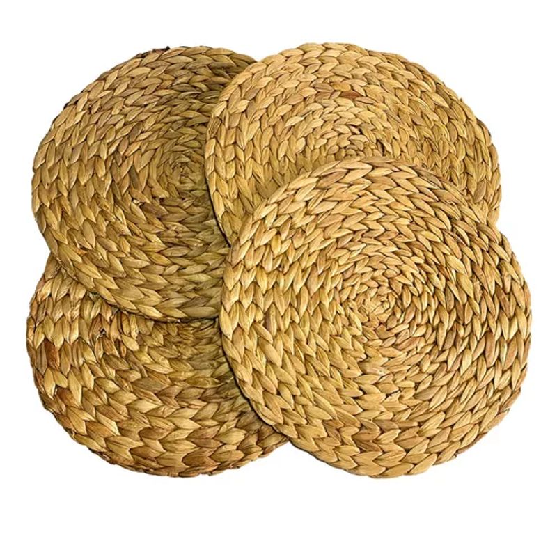 GENERICO - Set 4 Manteles Individuales De 35 Cm Redondos Fibra Natural