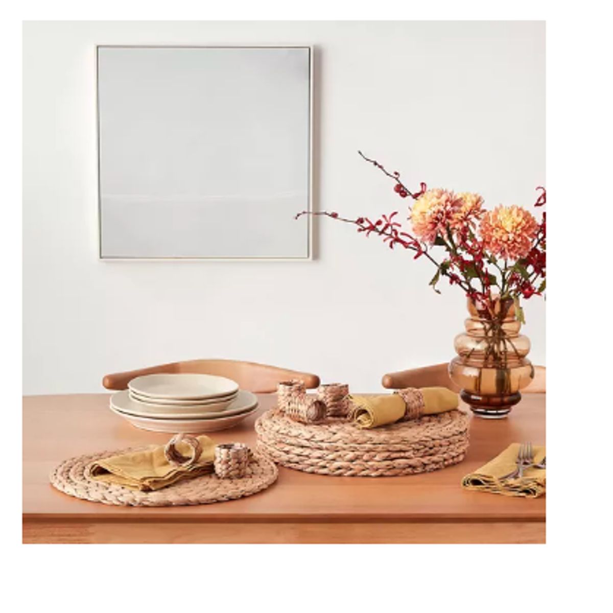 GENERICO - Set 4 Manteles Individuales De 35 Cm Redondos Fibra Natural