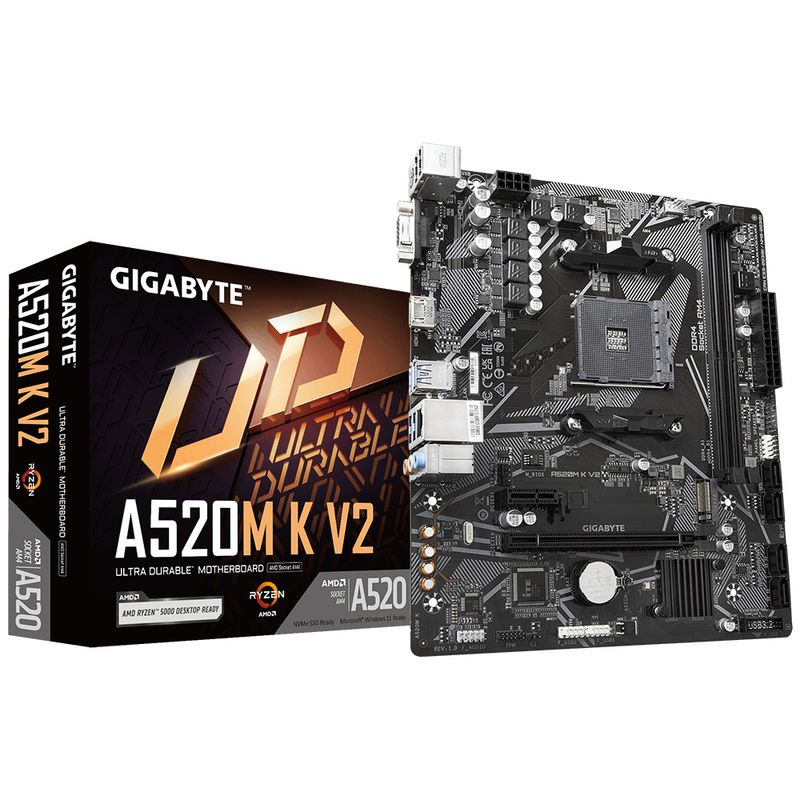 GIGABYTE - Placa Madre Gigabyte A520M K V2 AMD Socket AM4 2xDDR4 m-ATX