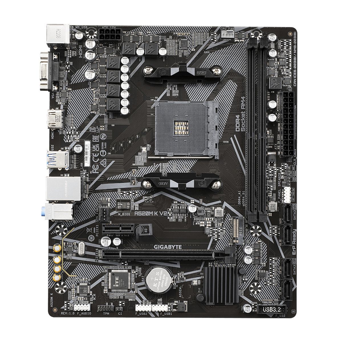 GIGABYTE - Placa Madre Gigabyte A520M K V2 AMD Socket AM4 2xDDR4 m-ATX