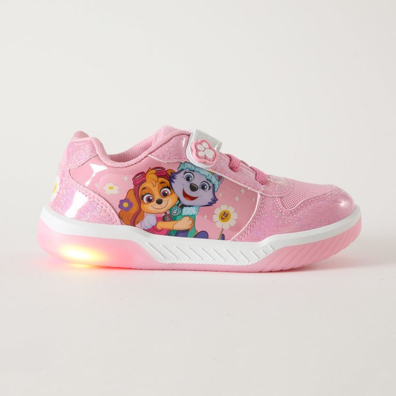 PAW PATROL - Zapatilla Con Luces Niña Flores Rosado Paw Patrol