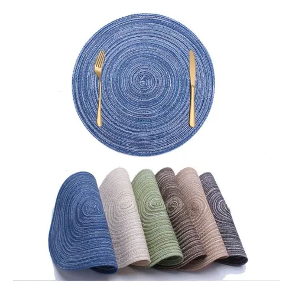 GENERICO - Set De 6 Individuales Redondos Trenzados 38cm