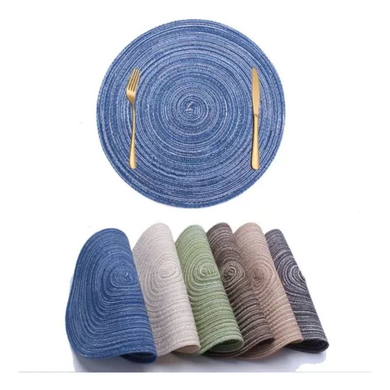 GENERICO - Set De 6 Individuales Redondos Trenzados 38cm