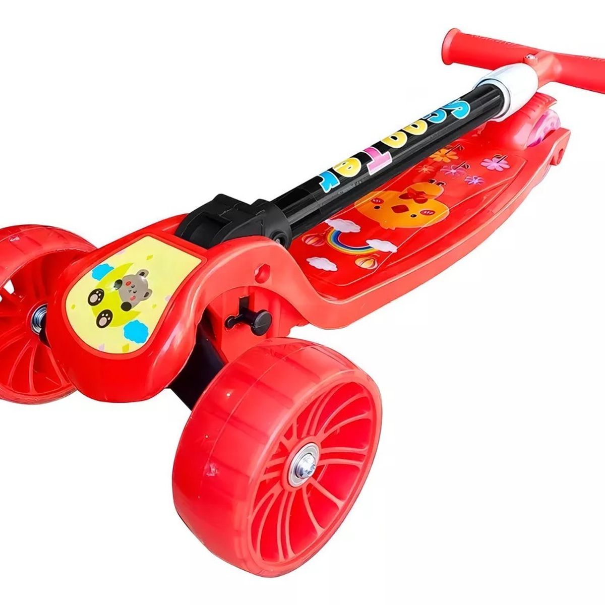 GENERICO - Scooter Monopatin Kids Plegable Diseños Ruedas Led Niño Rojo