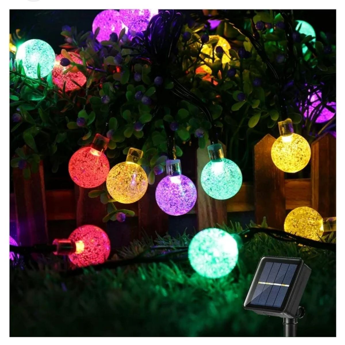 GENERICO - GUIRNALDA SOLAR ESFERA MULTICOLOR TRANSPARENTE 6.5 MTS 30 L