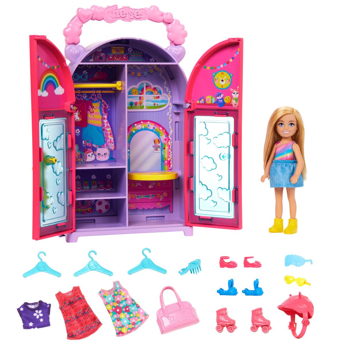 BARBIE - Set de juego muñeca Barbie clóset de Chelsea con accesorios