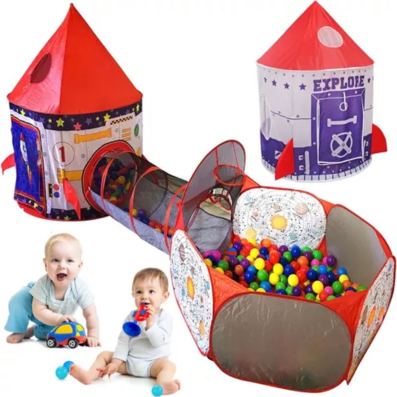 GENERICO - 3 En 1 Tent Tunnel Rocket Tent Tent Juguete Infantil Niños
