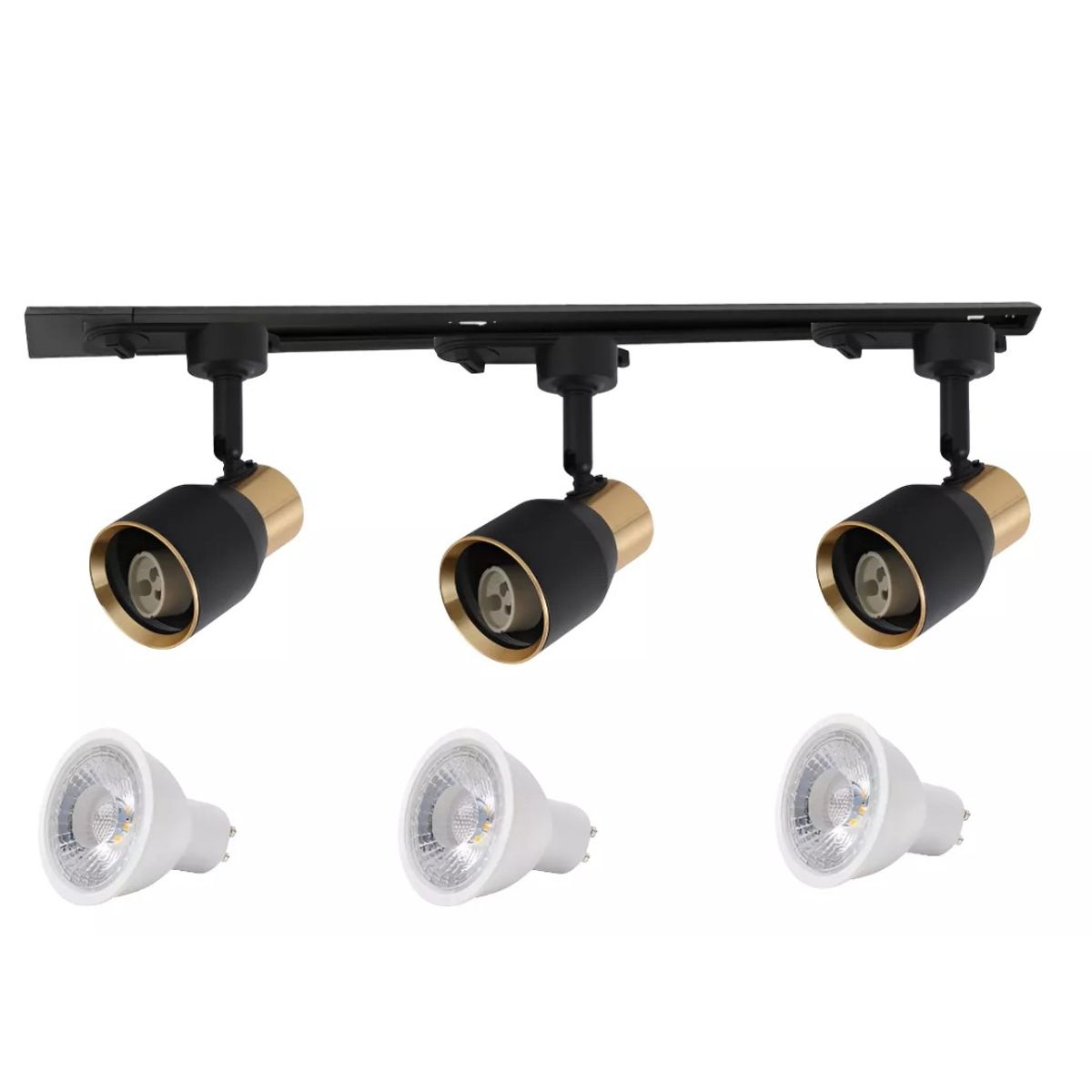 WANT - Pack x 3 Focos Monofásico + Riel Energizado 1metro+ Ampolletas