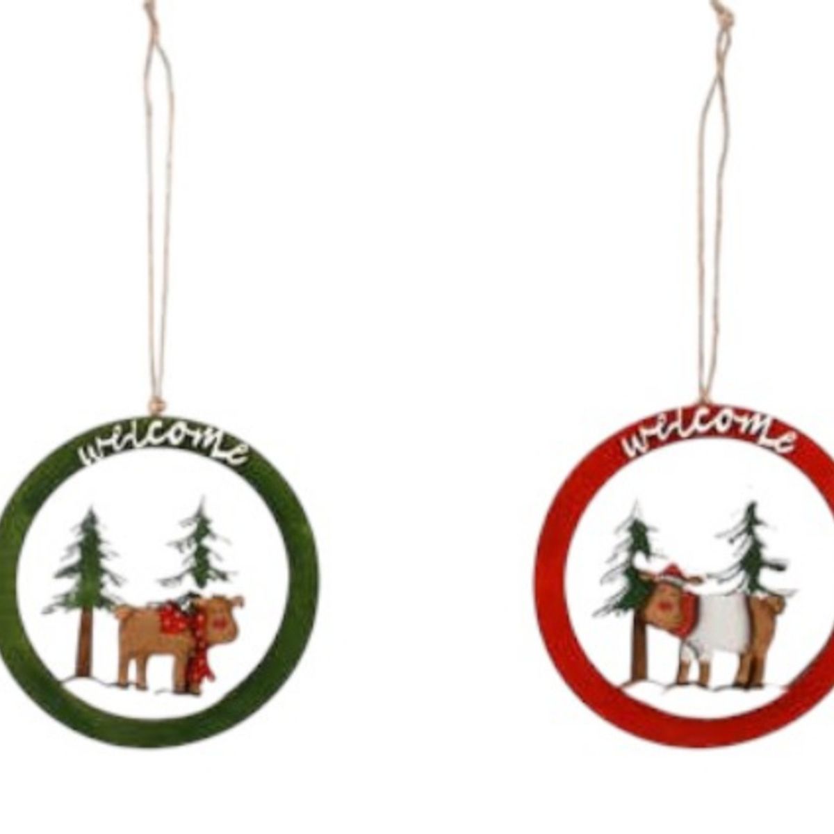 OEM - PACK 03 ADORNOS NAVIDAD PARA ARBOL REDONDO MADERA 20 CM