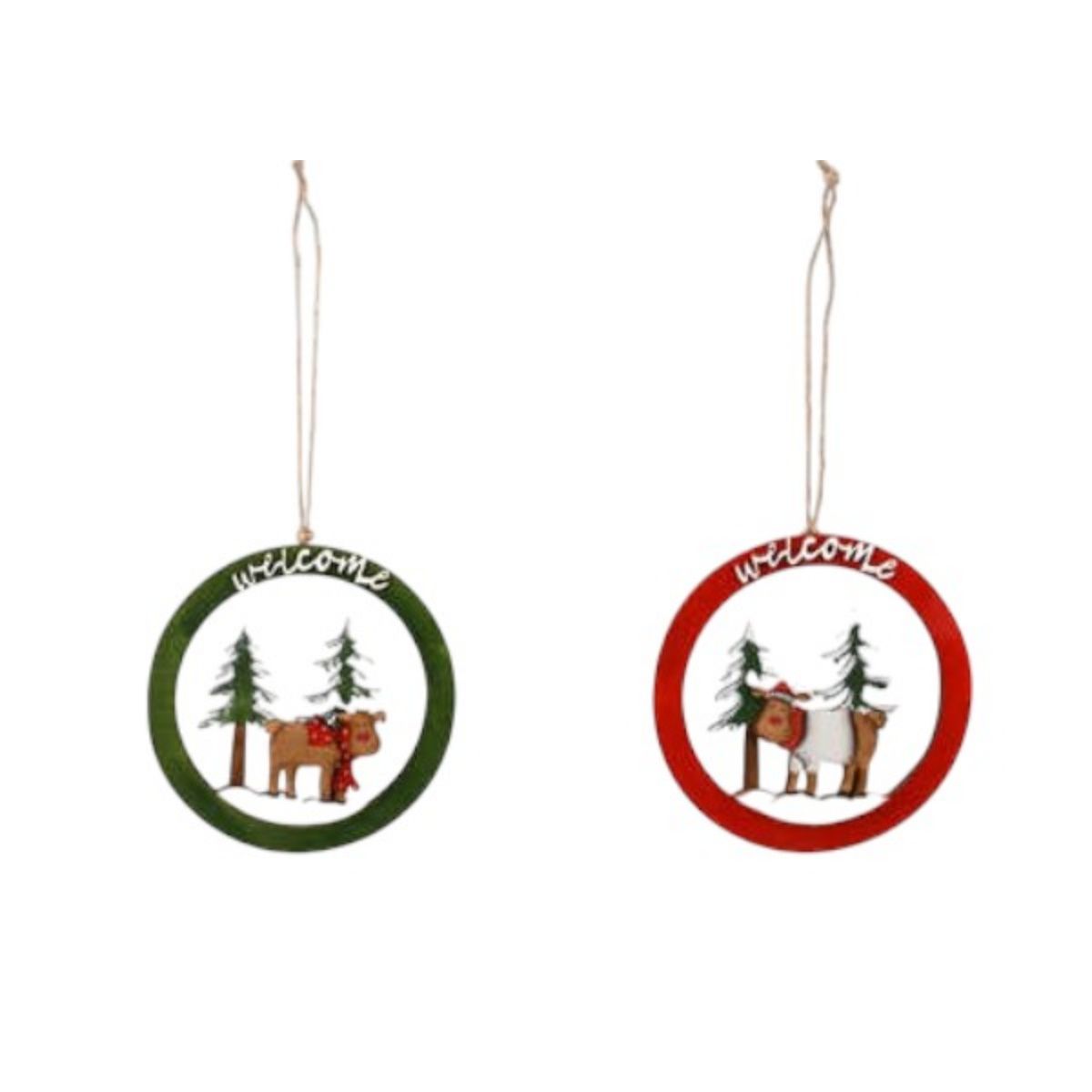 OEM - PACK 03 ADORNOS NAVIDAD PARA ARBOL REDONDO MADERA 20 CM