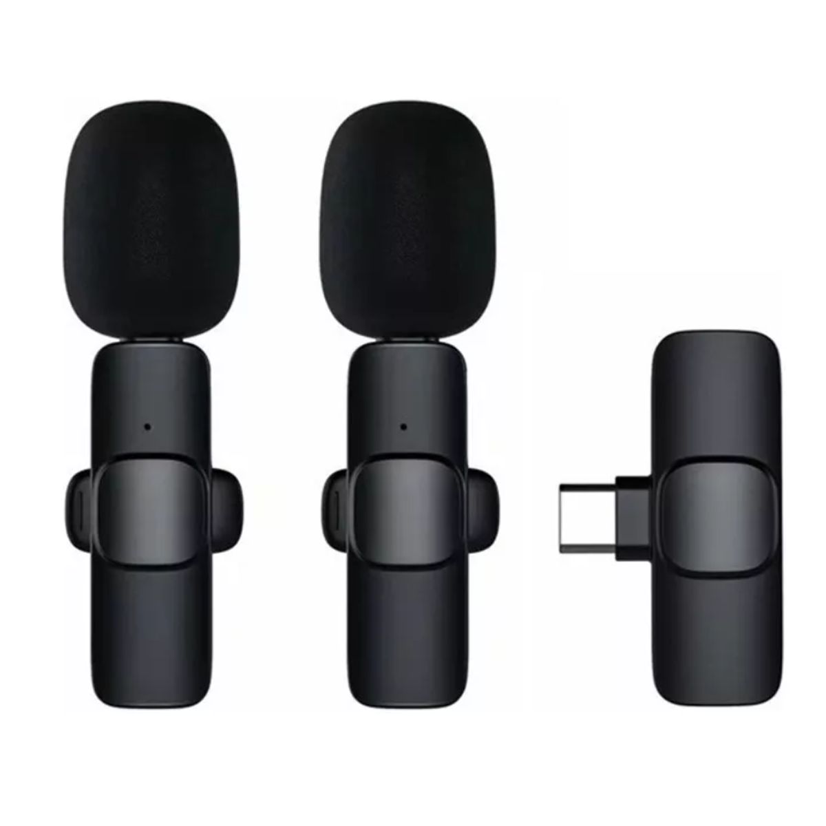 GENERICO - 2 Micrófono Inalámbrico Doble Compacto Usb-c Color Negro