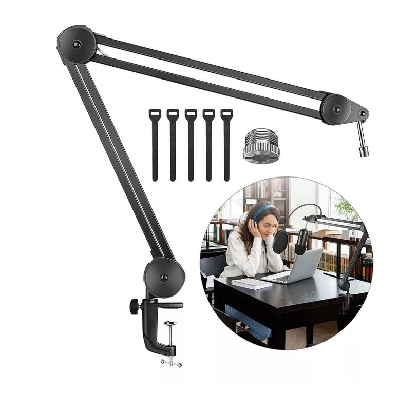 GENERICO Brazo Soporte Micrófono Pinza Flexible Pedestal Escritorio