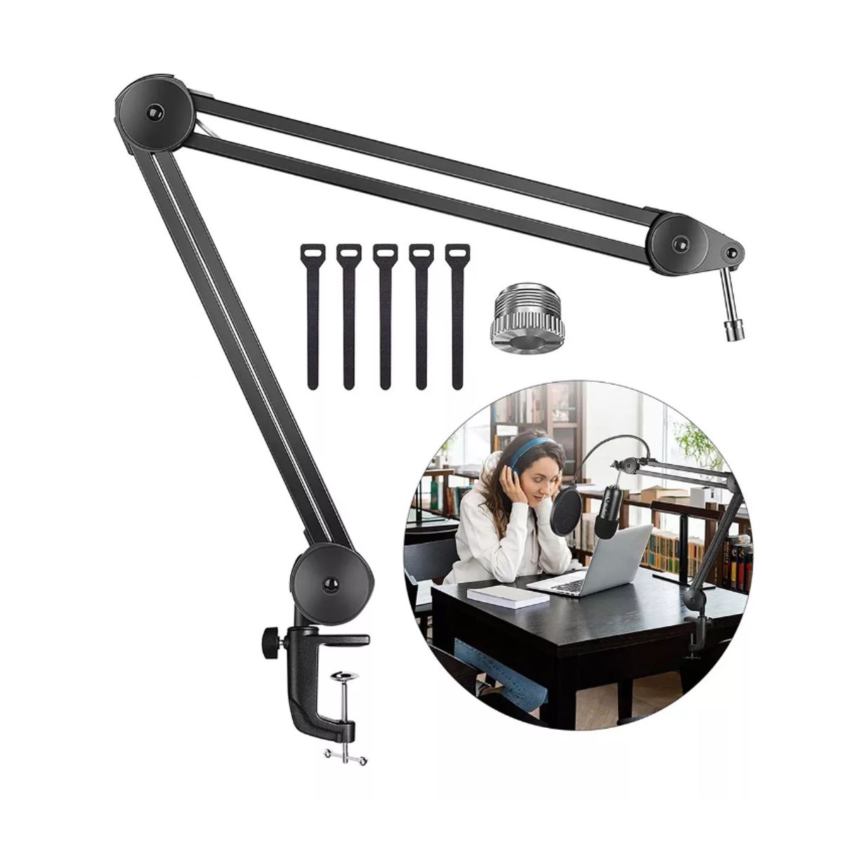 GENERICO - Brazo Soporte Micrófono Pinza Flexible Pedestal Escritorio