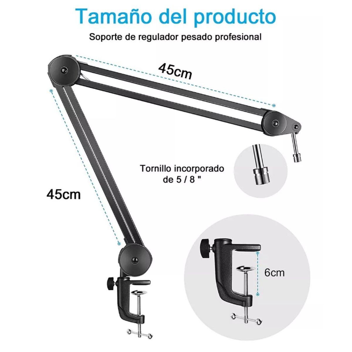 GENERICO - Brazo Soporte Micrófono Pinza Flexible Pedestal Escritorio