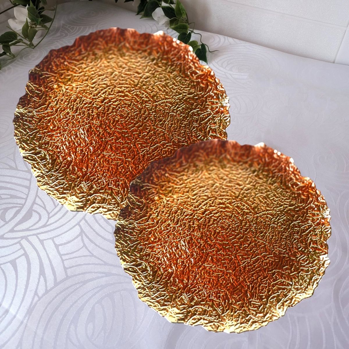 GENERICO - Pack 2 Bandejas & Plato Base Redondo - Dorado