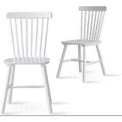 GENERICO - Pack 2 Silla de Comedor Windsor de Madera Blanco