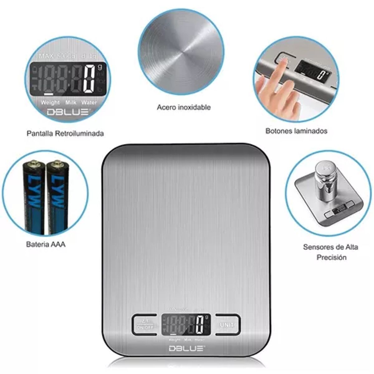 GENERICO - Pesa Gramera Cocina Digital Acero Inoxidable 5kg