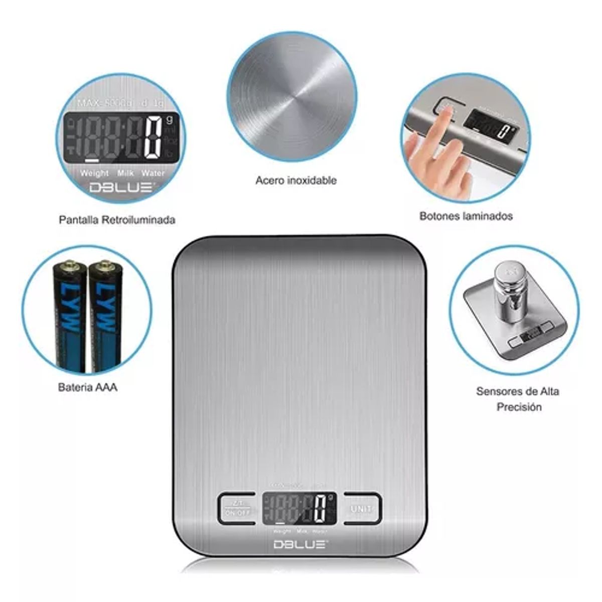 GENERICO - Pesa Gramera Cocina Digital Acero Inoxidable 5kg