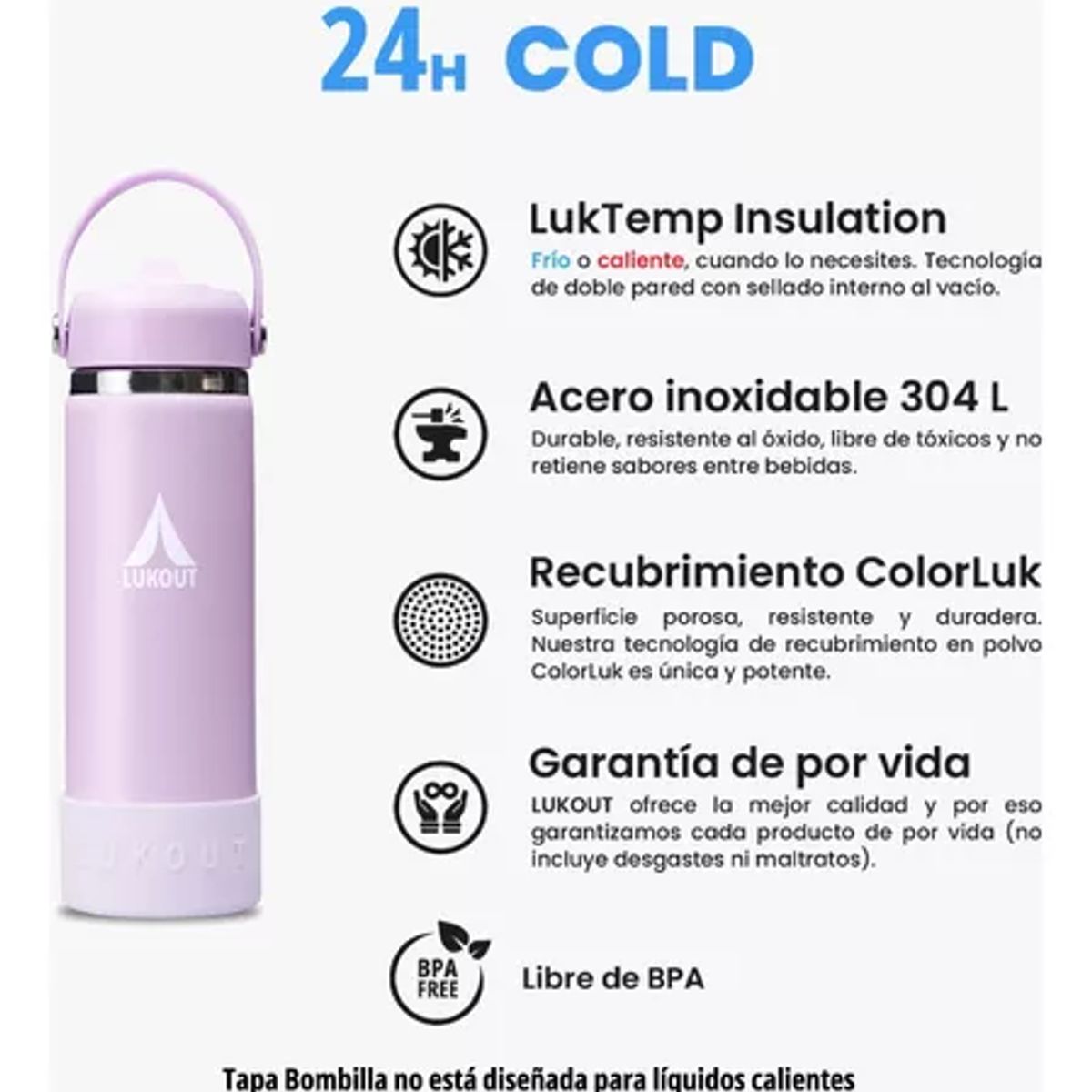 GENERICO - Botella Térmica Lukout 591 Ml / Bombilla