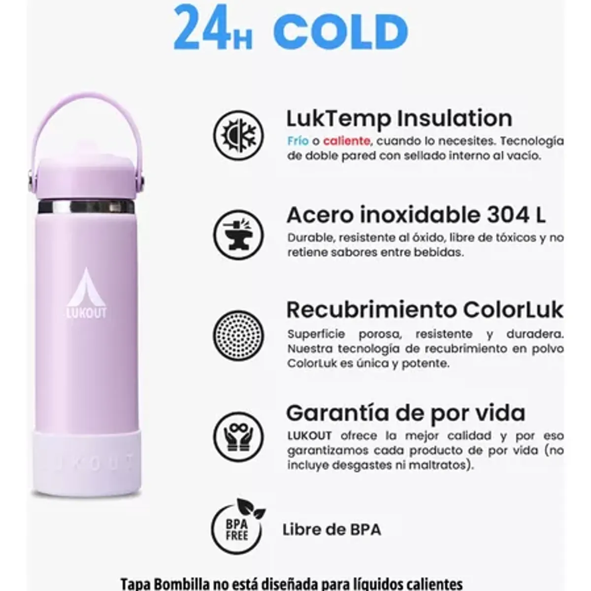 GENERICO - Botella Térmica Lukout 591 Ml / Bombilla