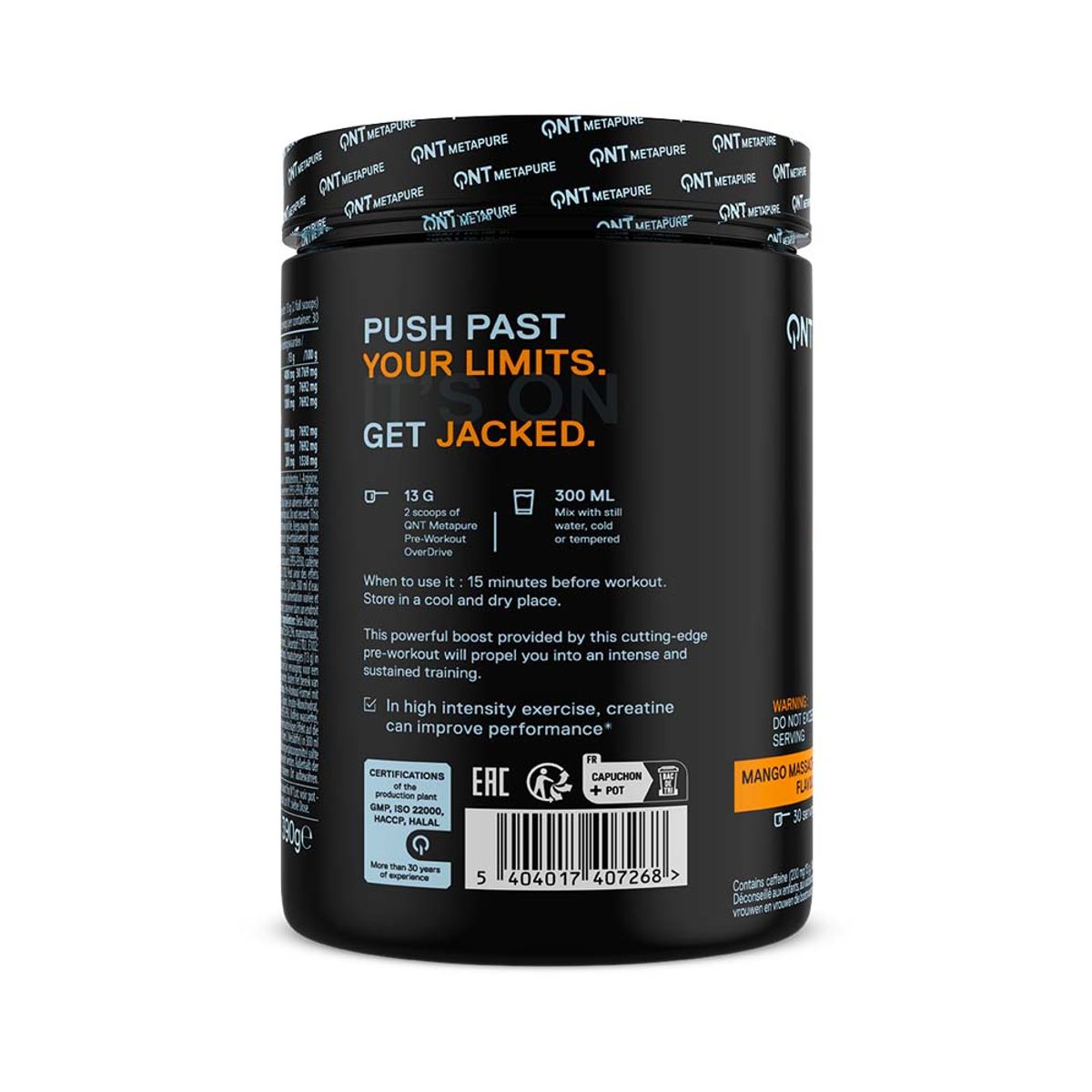 QNT - Pre Workout Metapure Overdrive 390gr Mango QNT