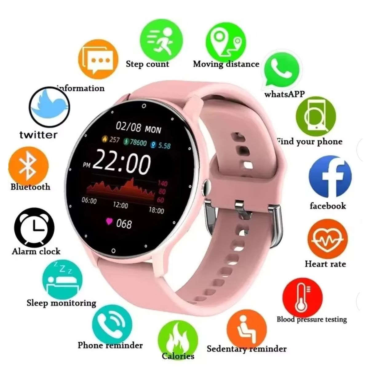 LIGE - Reloj Inteligente Lige Q2 Rosado