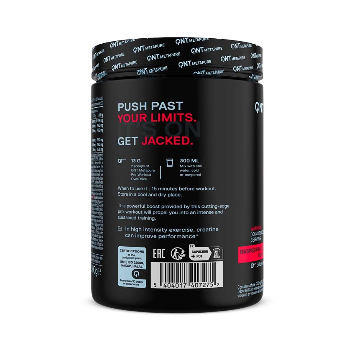 QNT - Pre Workout Metapure Overdrive 390gr Frambuesa QNT