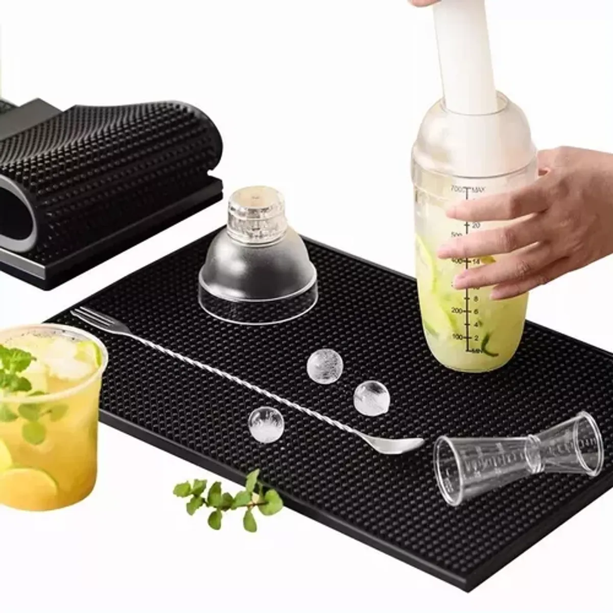 GENERICO - Goma Barra Negra 45x30 Cm Escurridor Vaso Copas Barmat