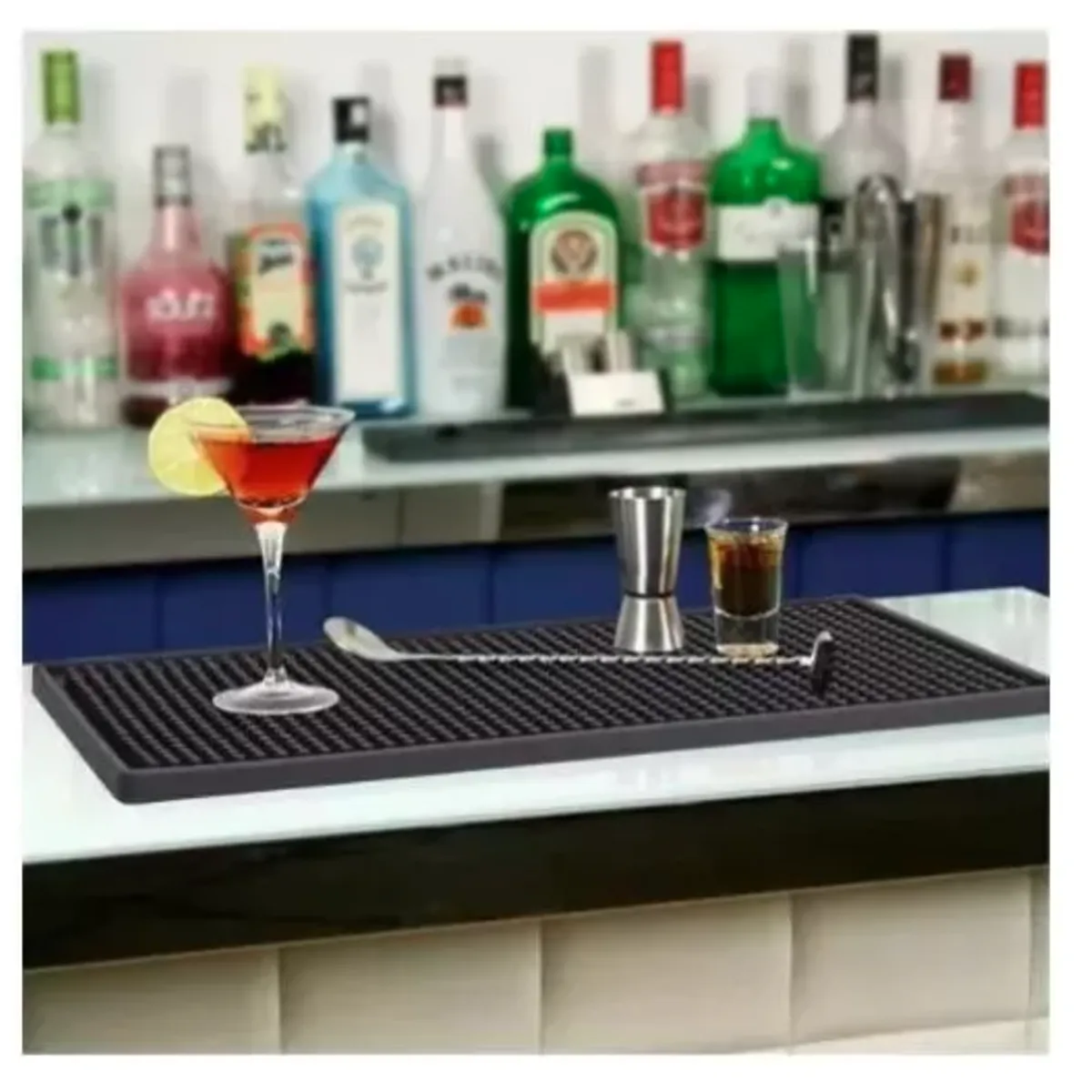 GENERICO - Goma Barra Negra 45x30 Cm Escurridor Vaso Copas Barmat