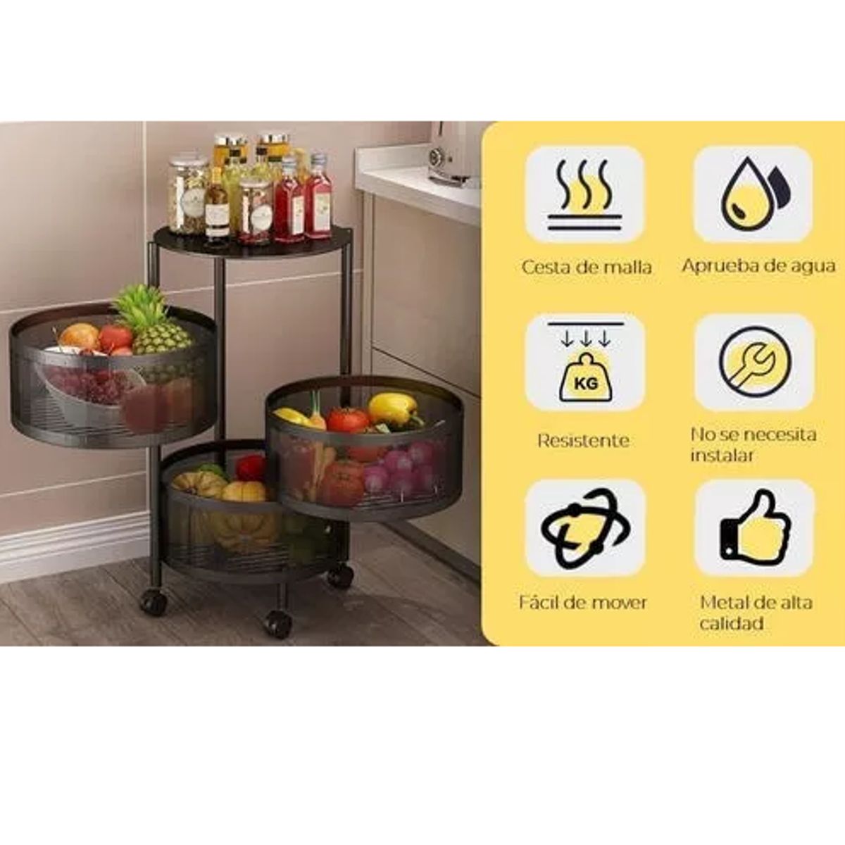 GENERICO - Frutera Y Verdulera De Cocina 3 Pisos