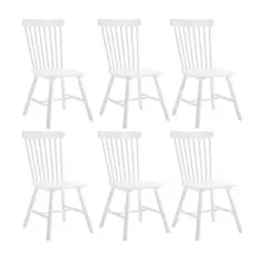 GENERICO - Pack 6 Silla de Comedor Windsor de Madera Blanco