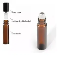 GENERICO - Botellas Roll On De Vidrio De Color Ámbar 10 Ml 50 Unidades
