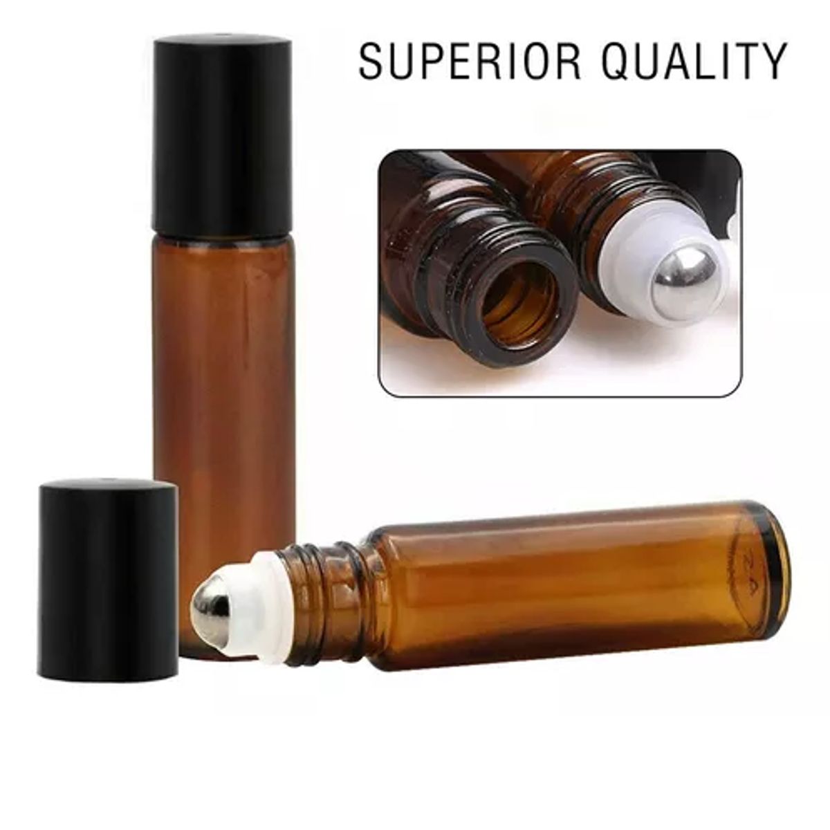 GENERICO - Botellas Roll On De Vidrio De Color Ámbar 10 Ml 50 Unidades