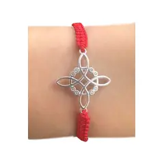 GENERICO - Pulsera Hilo Rojo Nudo De Brujas Plata Con Circón Protección