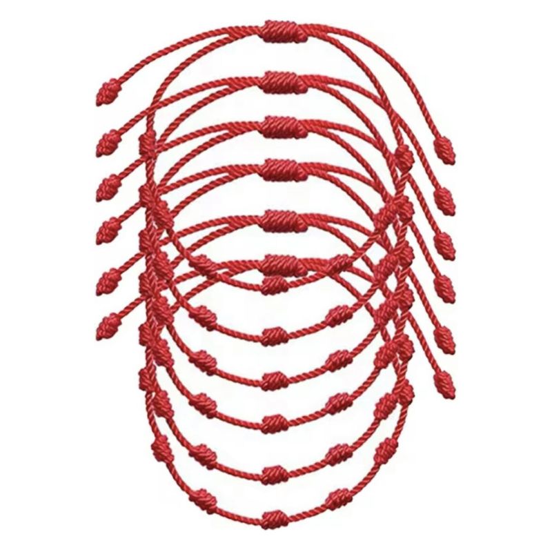 GENERICO - Pack 6 Pulseras Hilo Rojo 7 Nudos De Protección Y Suerte
