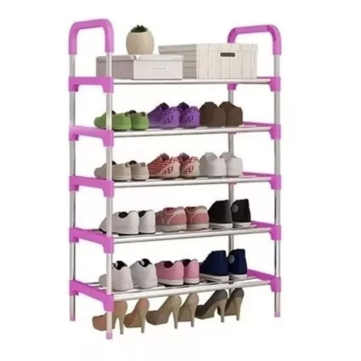 GENERICO - Zapatero Estante Organizador 5 Niveles 15 Pares Hogar Rosado