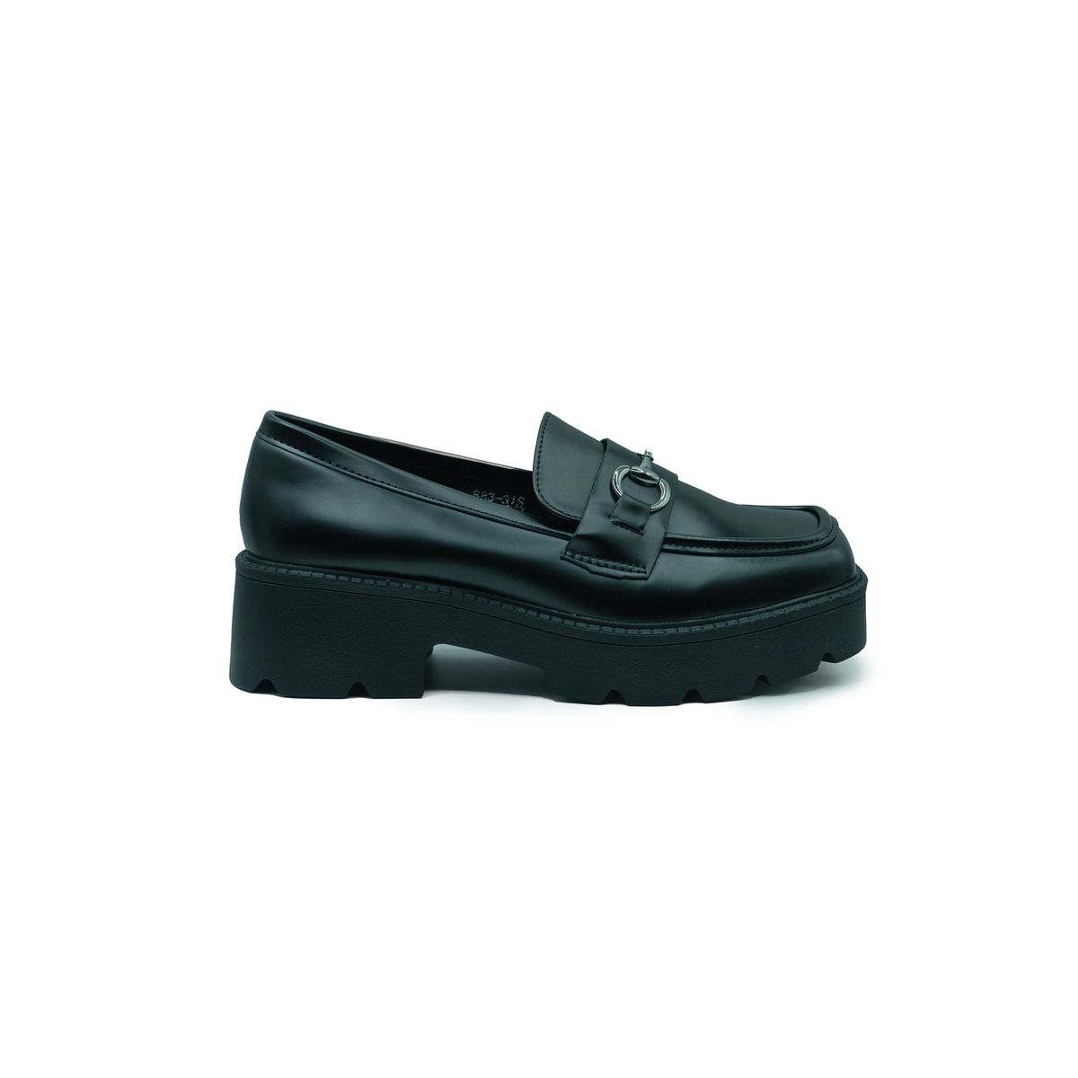 APOSTOL - Mocasin negro con plataforma vintage hebilla