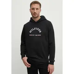 TOMMY HILFIGER - Polerón con gorro y logo estampado Negro Tommy Hilfiger.