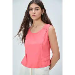 IO - Blusa Sin Mangas Coral Mujer