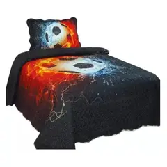 COMPRAPO - Cubrecama Quilt Juvenil Liviano 1.5 Pza. Mod. Fuego Fútbol