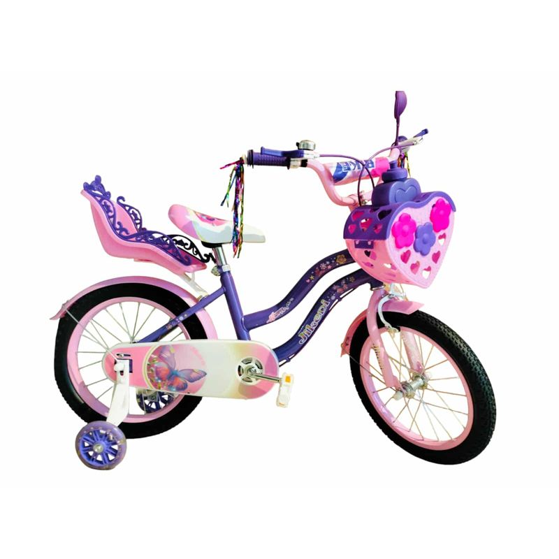 GENERICO - bicicleta aro 16 con ruedas de aprendizaje morada