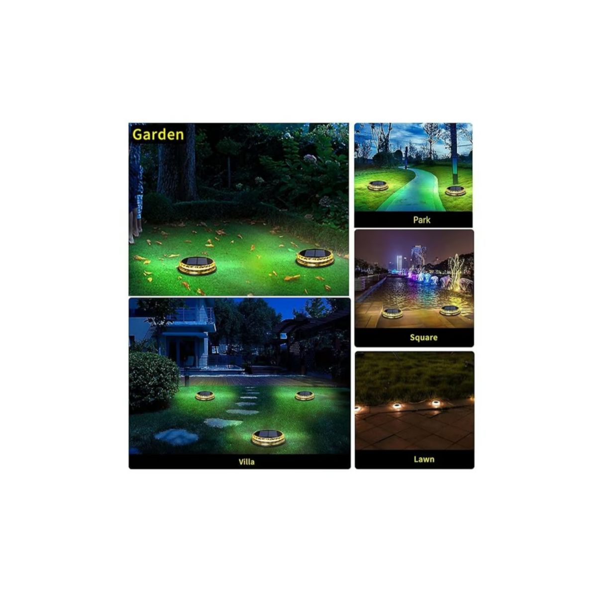 GENERICO - Pack 2 Lampara Disco Solar Impermeable Estaca Jardin Luz Calida