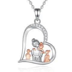 GENERICO - Collar plata 925 mamá tres hijos mujer joya