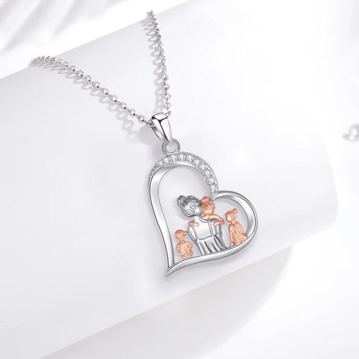 GENERICO - Collar plata 925 mamá tres hijos mujer joya